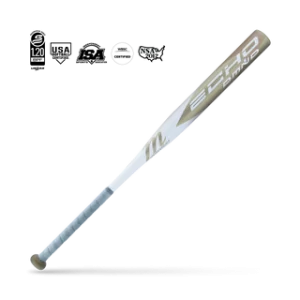 Tan and white Marucci Echo baseball bat