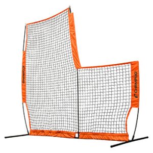 Portable orange L-screen hitting net from Champro